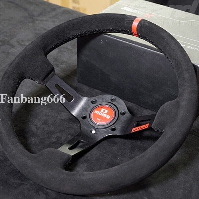 MOMO fullspeed 350mm 14' Suede Leather Deep Cone 90mm RacingSport