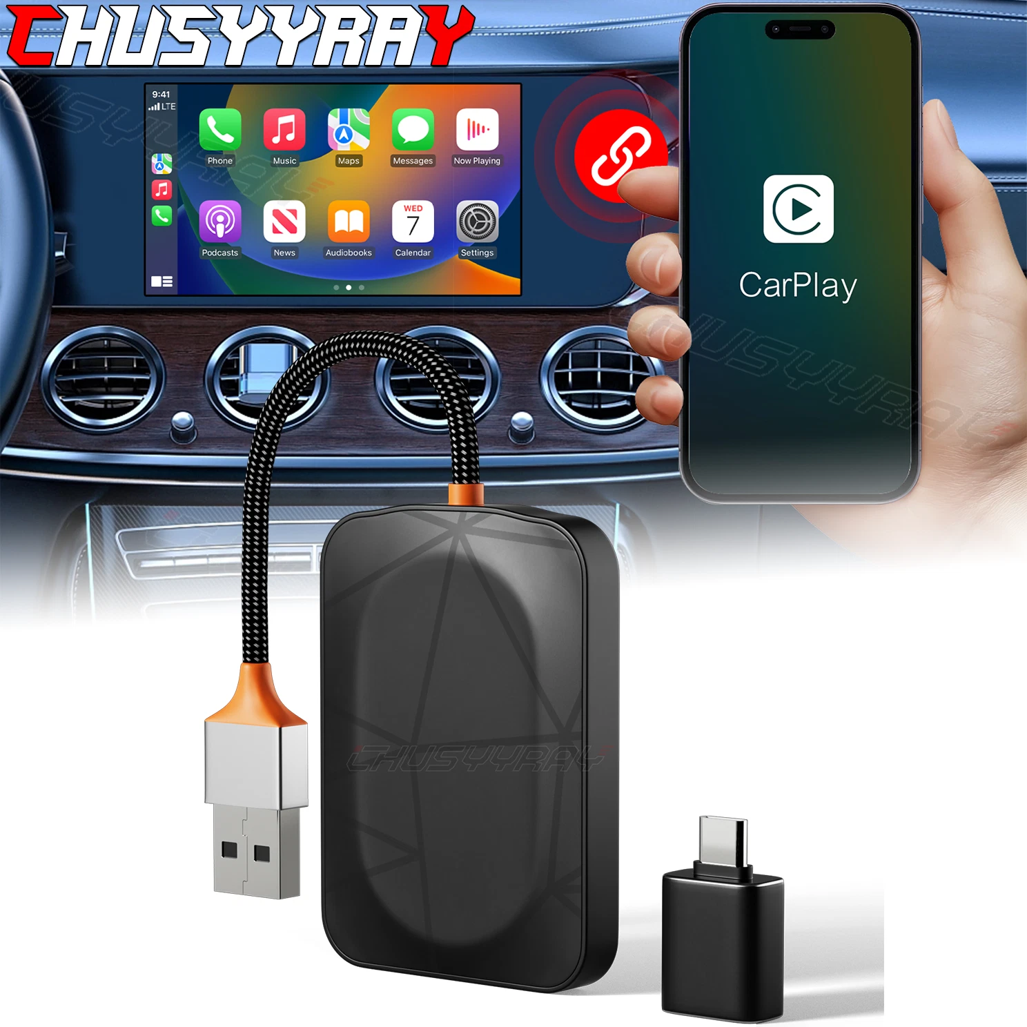For 2018-2024 Nissan Rogue Sport Utility 4-Door Wireless CarPlay