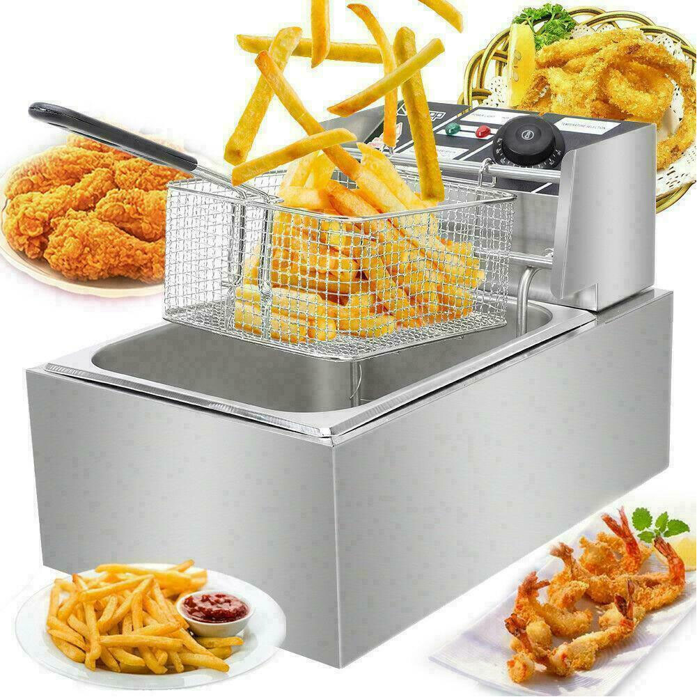 Öl-Friteuse 2500W 4L Edelstahl Fritteuse Profi Küche Kaltzonen Fritteuse Fritöse