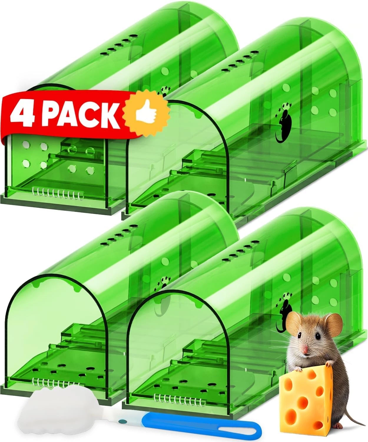 4PCS Mouse Trap Humane Live Catcher Rat Vermin Rodent Cage Pest No Kill Reusable
